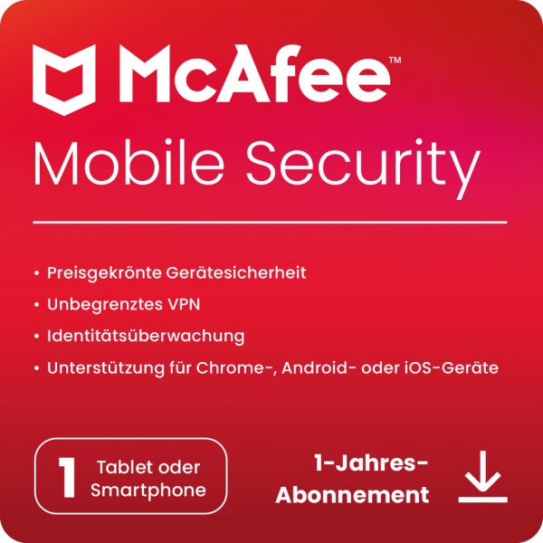 McAfee Mobile Security Plus VPN (2022/2023) 1Gerät (Android or iOS) 1Jahr, Download