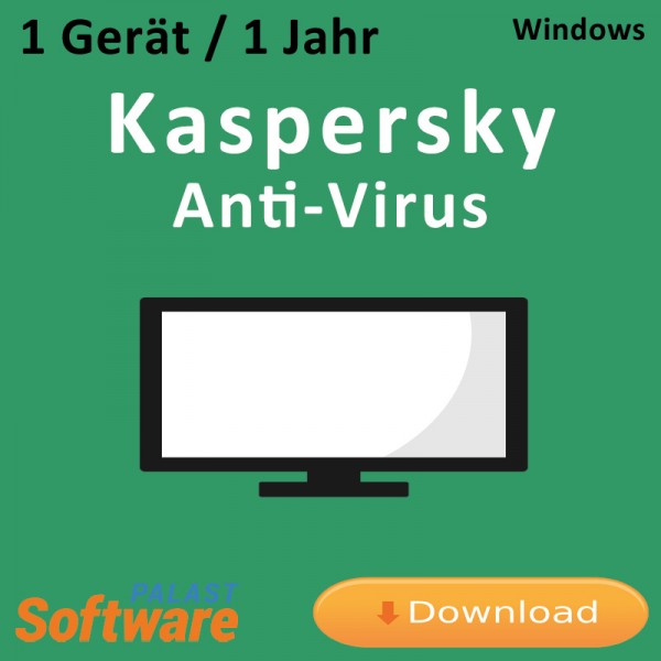 Kaspersky Antivirus, 1 PC, 1 Jahr, gültig für 2017, ESD, Lizenz, Download