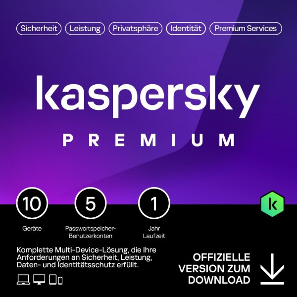 Kaspersky Premium (10 Geräte- 1 Jahr) ESD Lizenz Download KEY