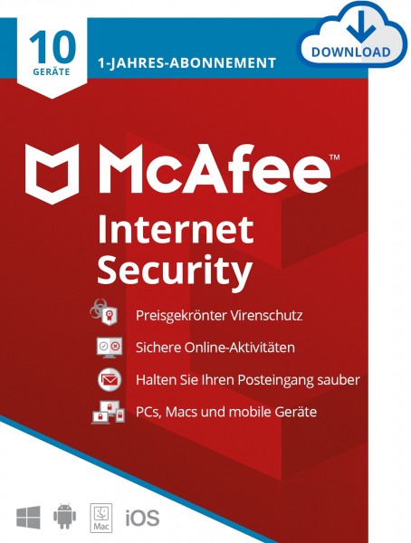 McAfee Internet Security - 10 Geräte, 1 Jahr, ESD Lizenz Download KEY