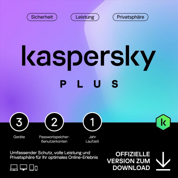Kaspersky Plus (3 Geräte- 1 Jahr) ESD Lizenz Download KEY