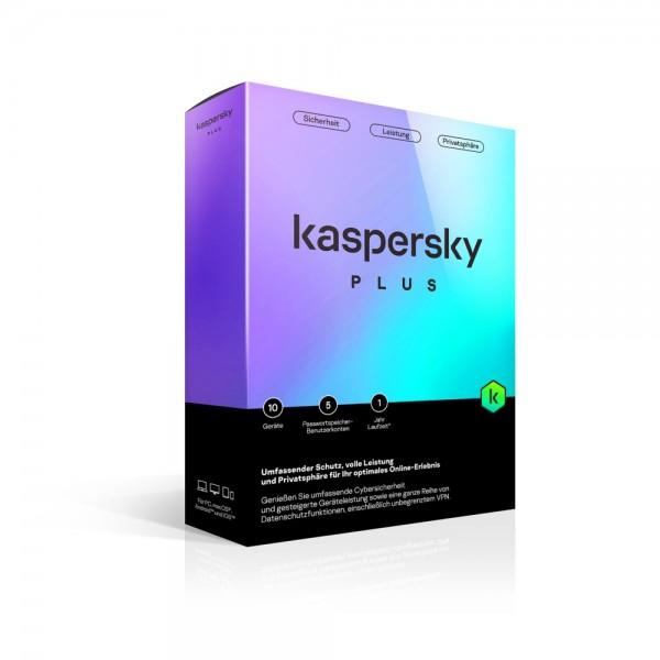 Kaspersky PLUS 2024 10-Geräte 1Jahr InternetSecurity WIN/MAC/Android BOX KEYCARD