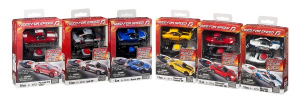 MEGA BLOKS - NEED FOR SPEED Collector&#039;s Series *Build &amp; Race* 6-fach sortiert